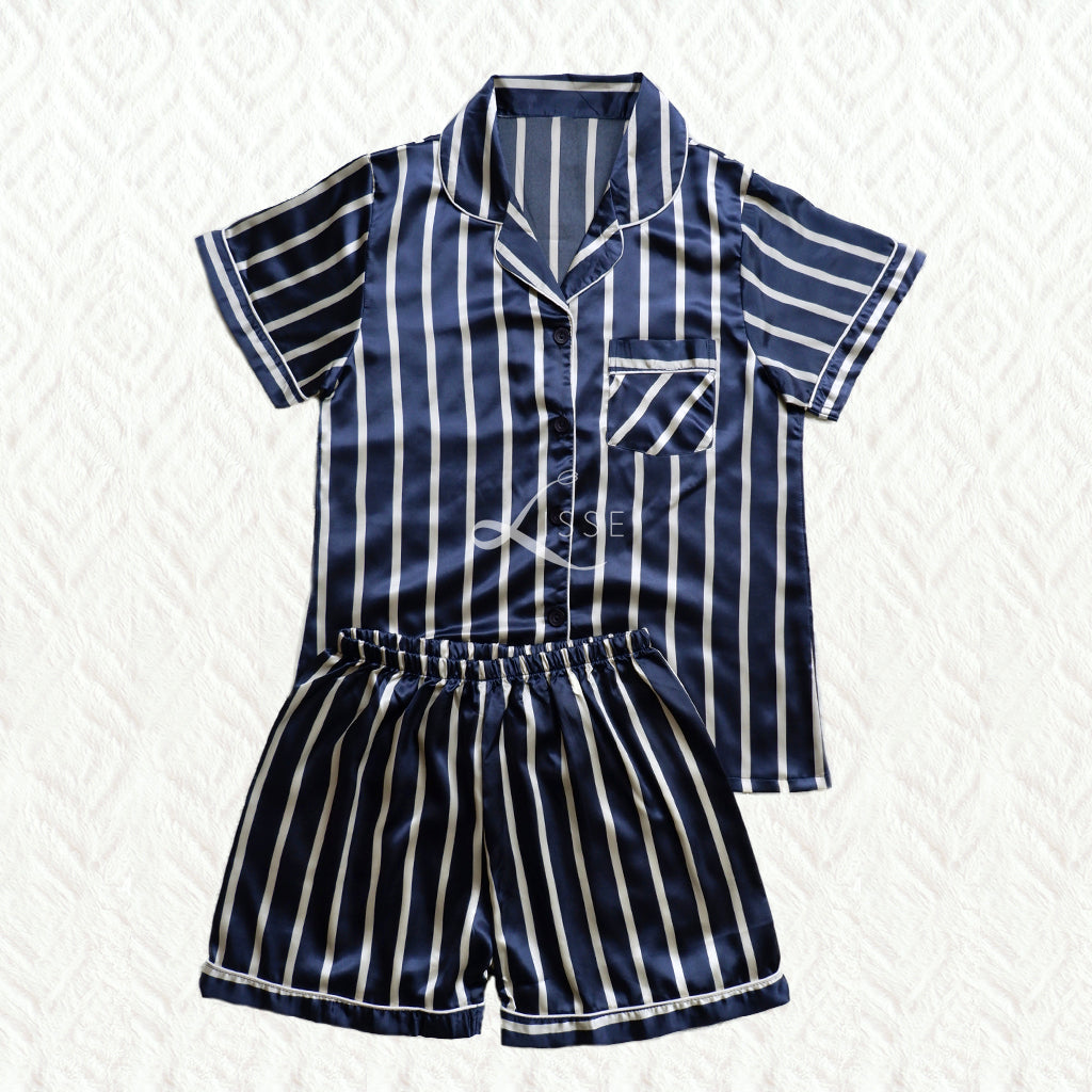 His and Hers Pajama Sets  Navy Stripes – Lisse MNL