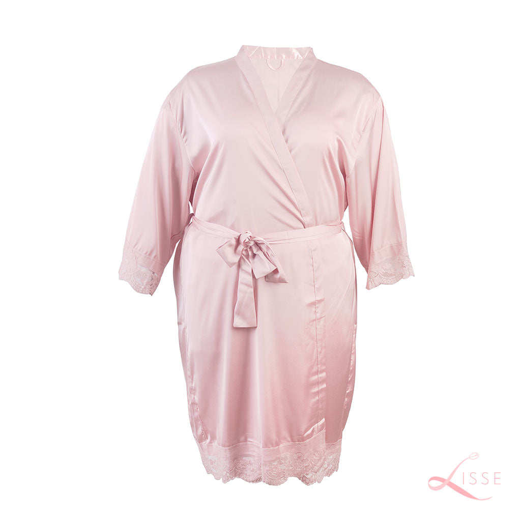 Blush Classic Robe with Lace Trim (Plus Size)