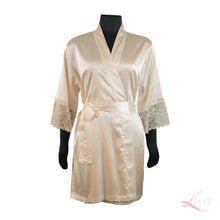 Champagne Classic Robe with Lace Trim