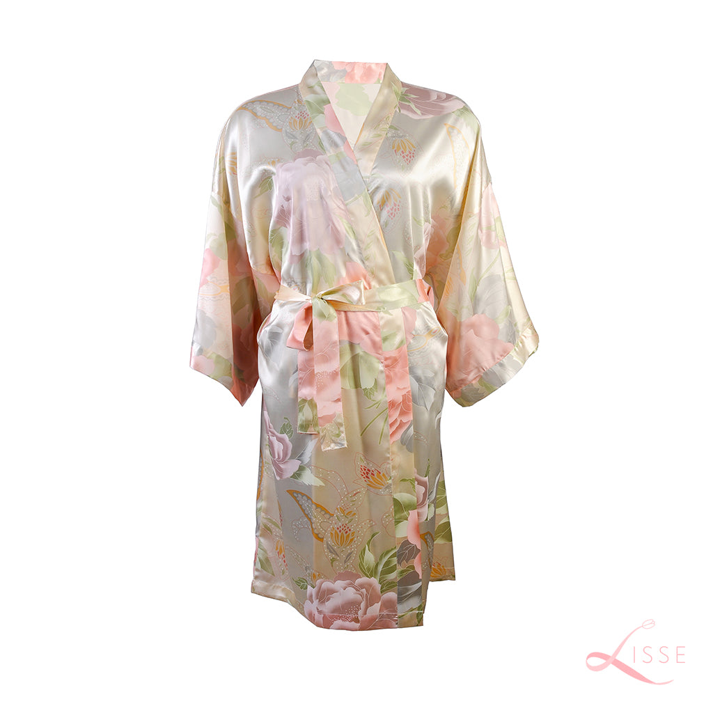 Champagne Kimono with Light Floral Print