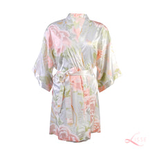 floral silk robe kimono in white