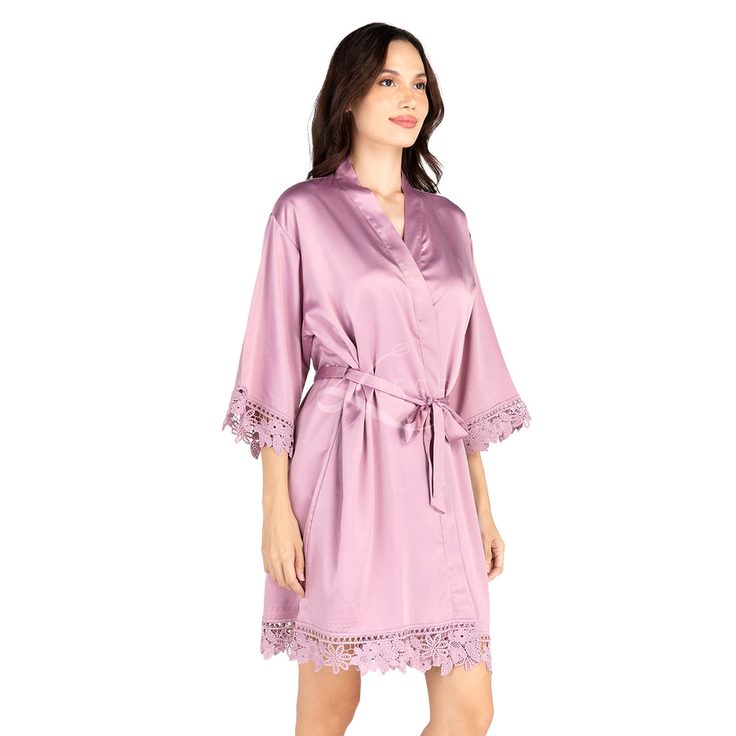 Classic Robe with Knitted Lace (4 Colors)