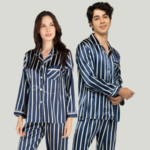 His and Hers Pajama Sets Navy Stripes – Lisse MNL