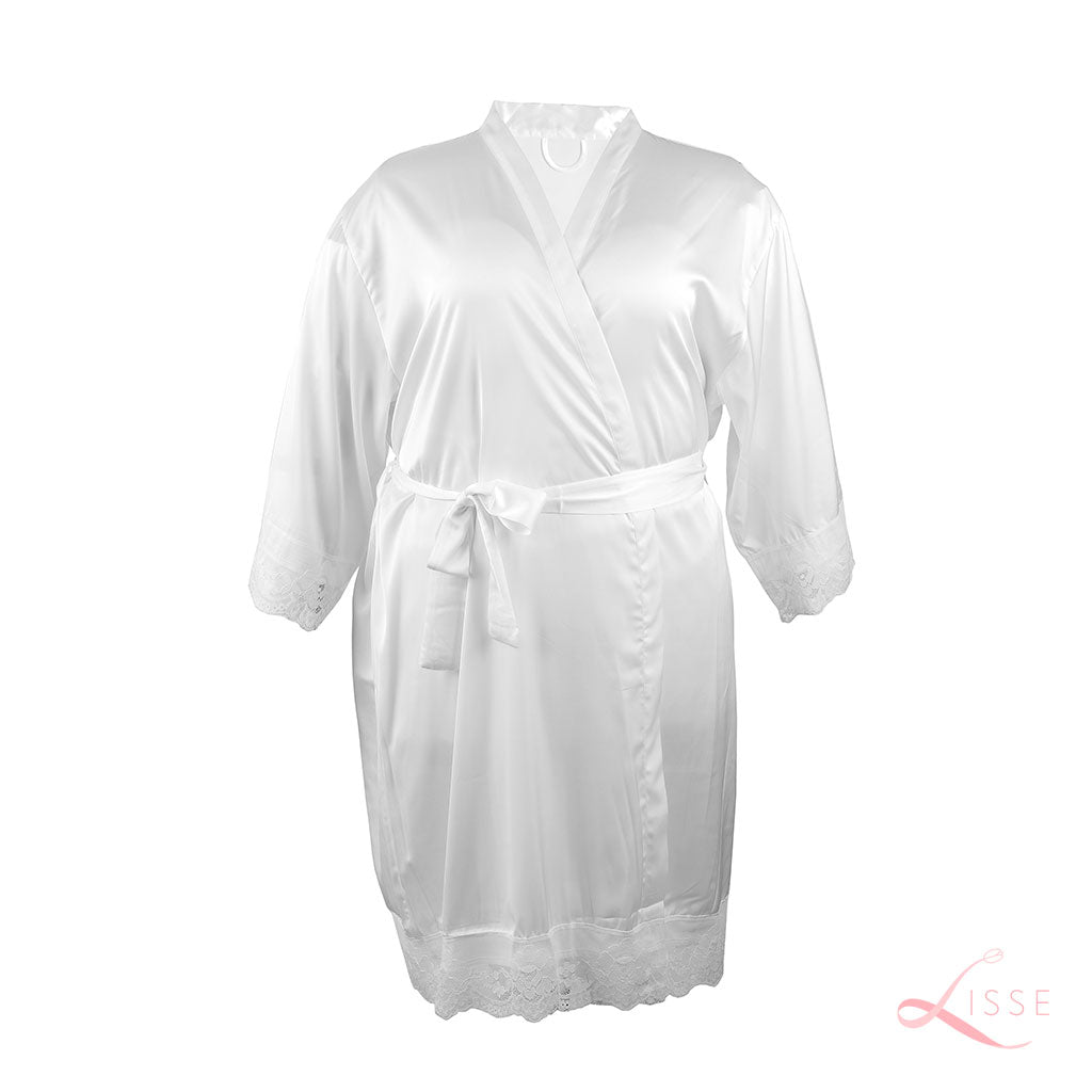 Pearl Classic Robe with Lace Trim (Plus Size)