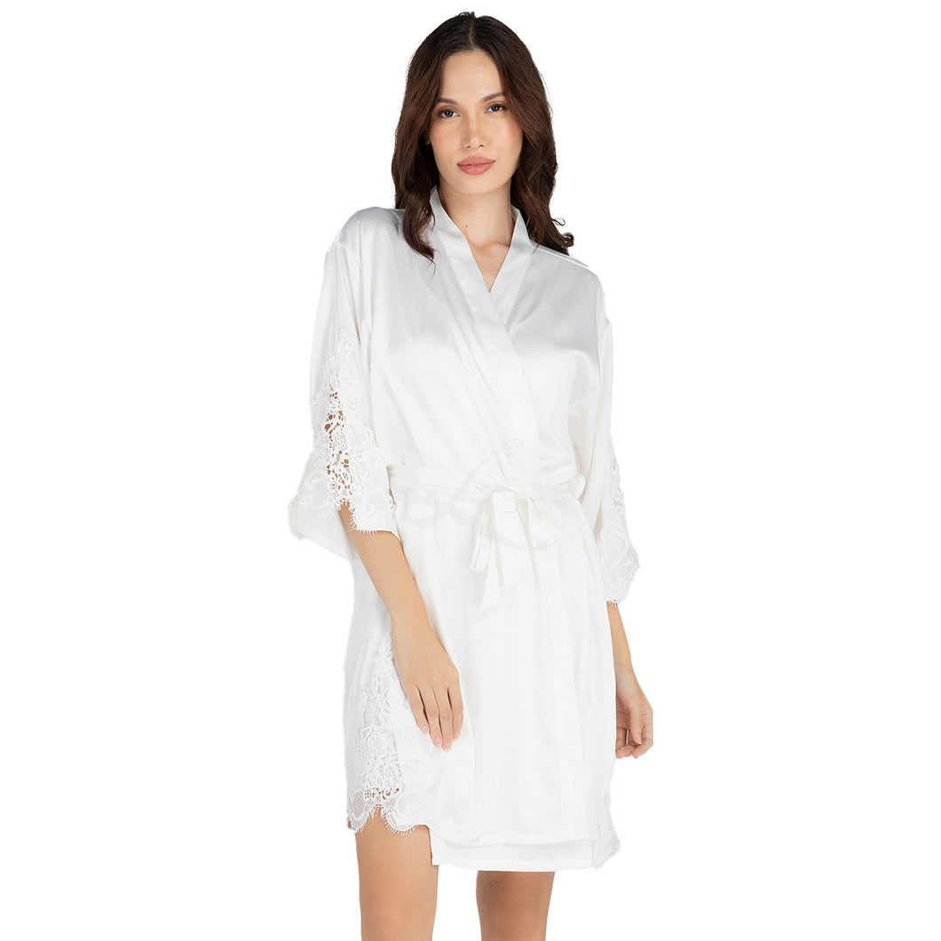 Classic Robe with Triangle Lace Details (2 Colors)