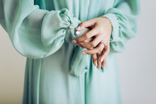 hand clasping button long dressing gown
